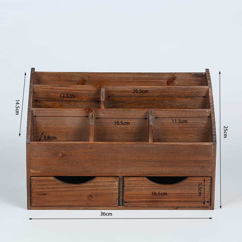 Juleduo Schreibtisch Buchständer, Bücherregal, Organizer, Kleinteileaufbewahrung, Schublade, Tischplattenaufbewahrung, Holz-Zubehörregal, Fernbedienungshalter (Braun)