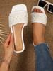 [Foreign Trade] European Station Fashion Outer Sandals New Pearl Rhinestone Flat Bottom One-character Cool Slippers Women