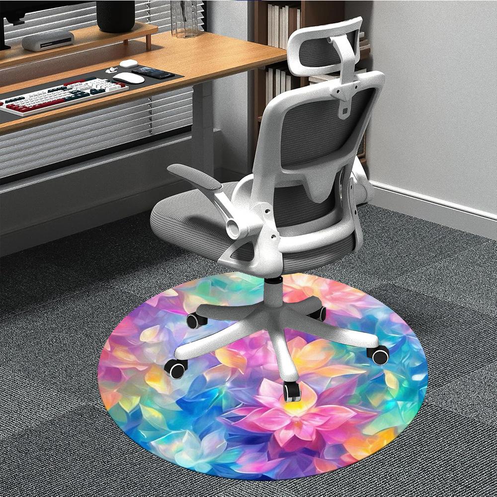 1pc Floral Harmony Office Round Area Rug, Indoor Mat Suitable ForOffice, Under Office Chairs Bedroom Living Room Home Decor, Room Decot094