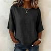Women's Vintage Neck Short Sleeve T-Shirt Loose Fit Blouse for Everyday Wear