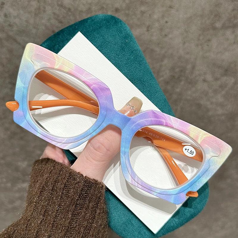 Fashion Colorful Reading Glasses Women Multi-color Dazzling Presbyopia Glasses Large Frame Anti Blue Light Far Sight Glasses