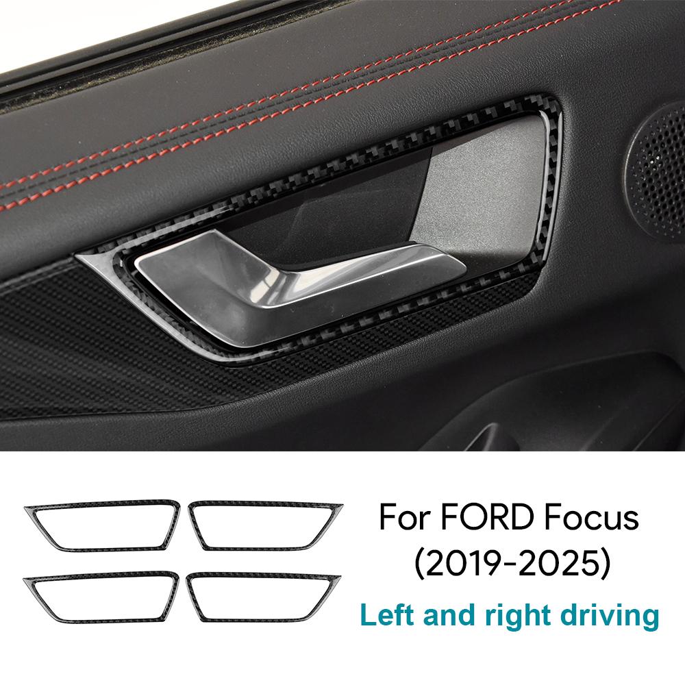 For Ford Focus/Focus ST 2019 2020 2021 2022 2023 2024 2025 Real Soft Carbon Fiber Sticker LHD Car Interior Door Inner Bowl Frame