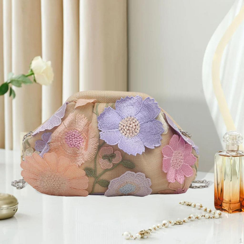 Women's Floral Clutch Elegant Lightweight Crossbody Purse for Engagement Banquet