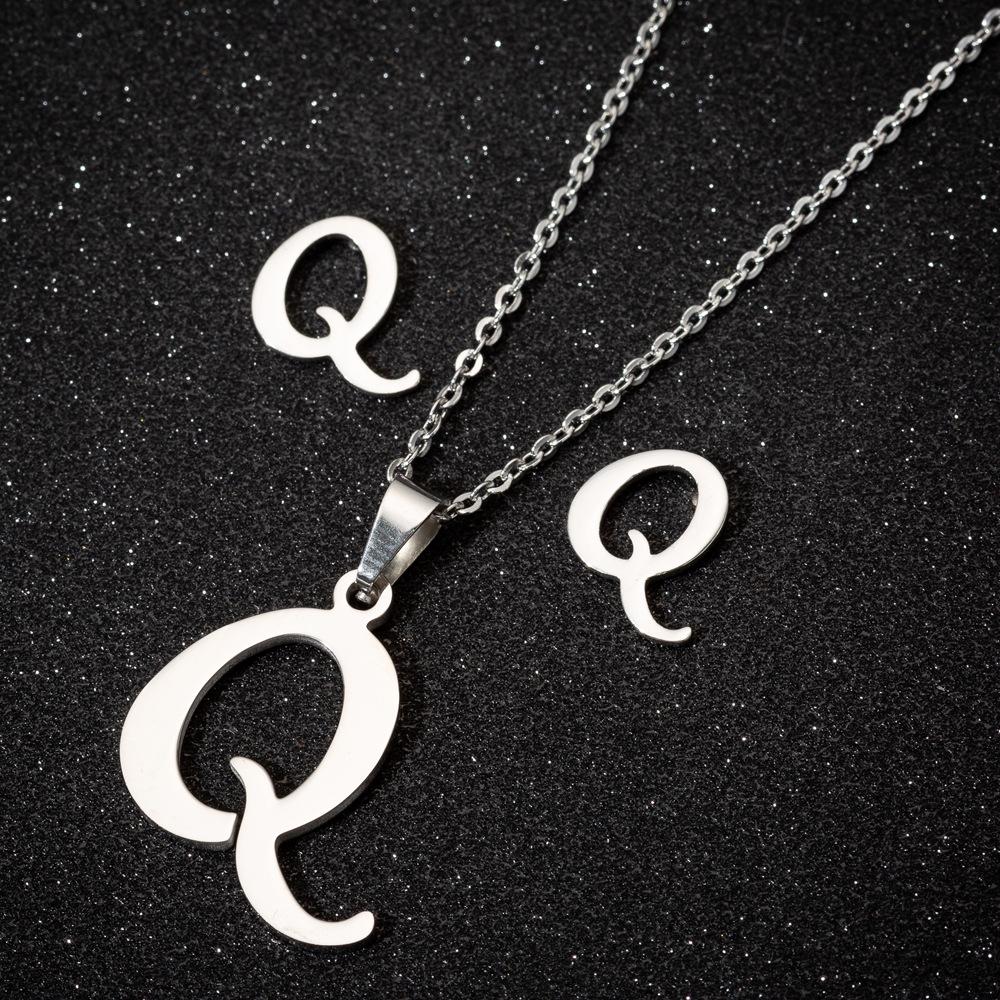 English Letter Necklace & Earring Set: Fashionable Jewelry for Women