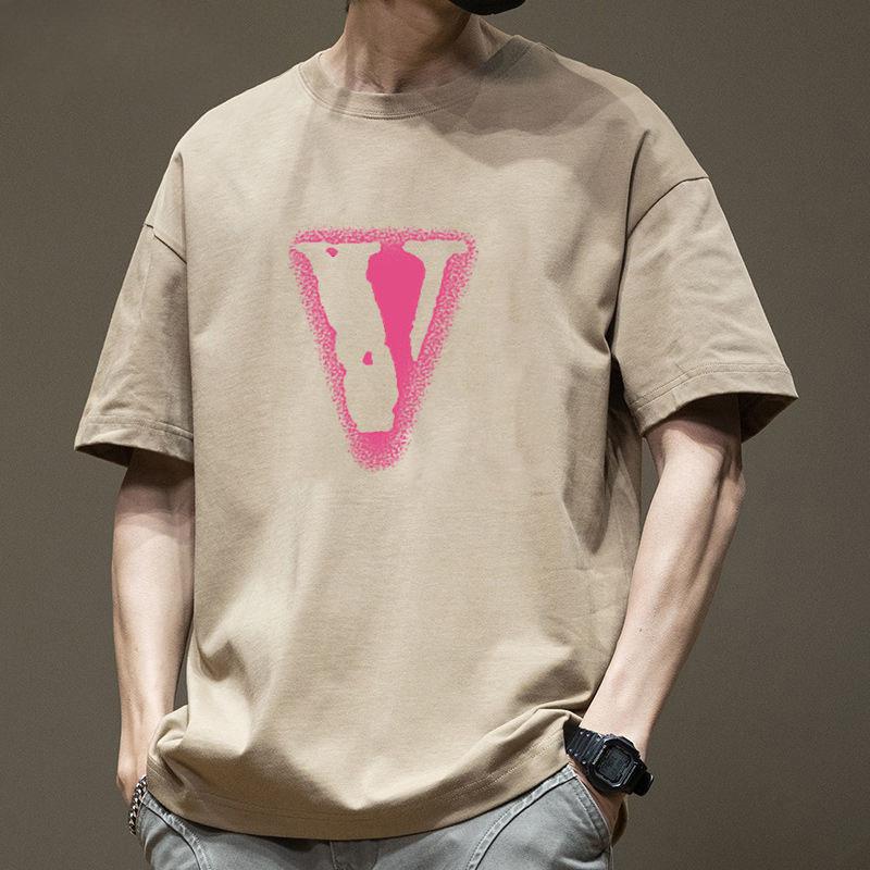 Trendy Brand Heavy-duty Pure Cotton Short Sleeved T-shirt for Men's Summer New Style Trendy Loose Half Sleeved Men's Round Neck Top