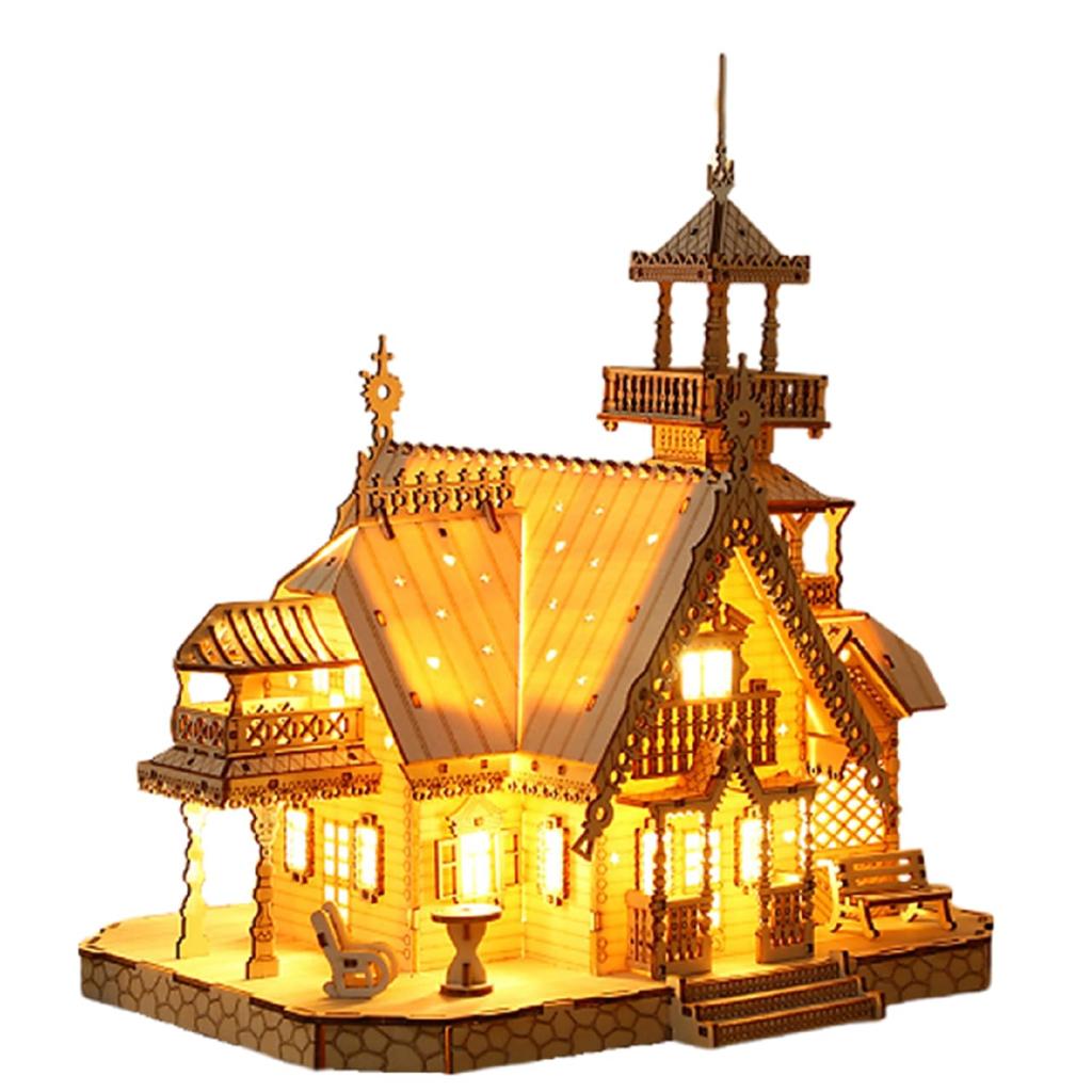 3D Wooden Craft Educational Craft DIY Wooden Gift for Present [med358] Puzzle, Kit, Toy, Model, Puzzle, Adults, Boys, Girls, Birthdays, (VILLA)