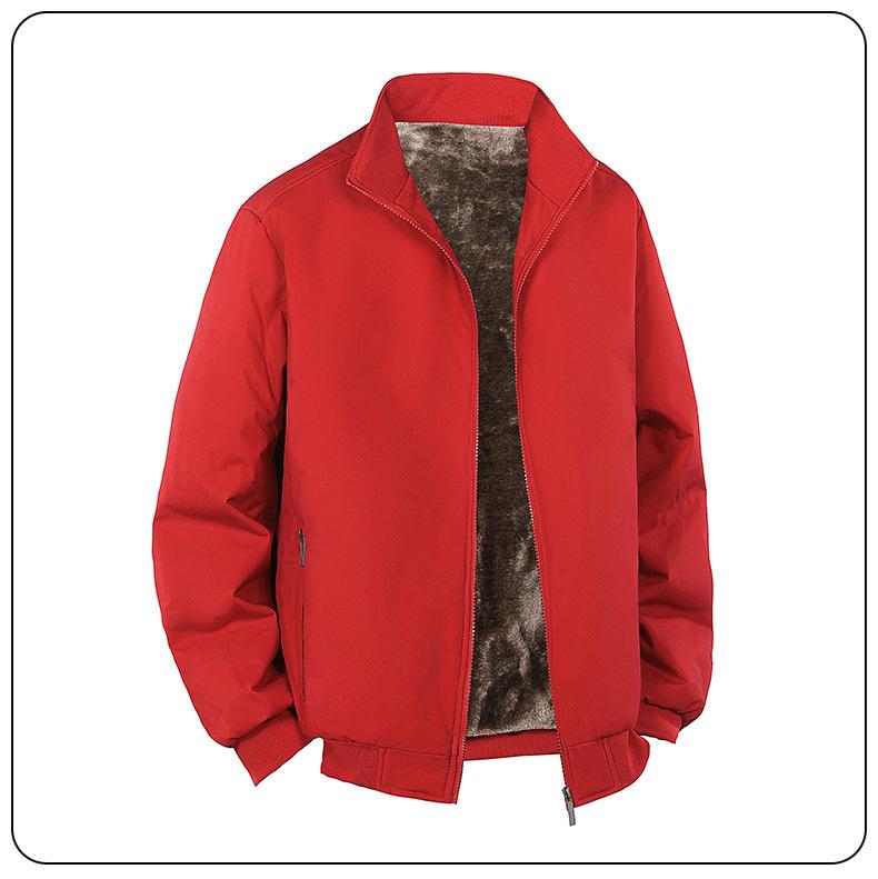 Men's Plus Size Winter Cotton Jacket for Middle-Aged & Elderly Dads, Velvet Lined, Thickened, Padded, Stand-up Collar