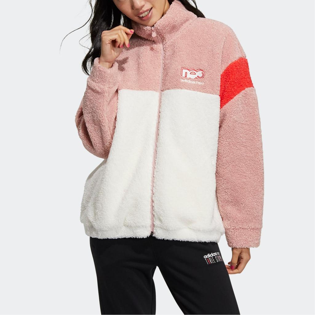 Adidas Neo Brlv Jacket Fleece Collar Jacket Women Jackets Pink White GU0836