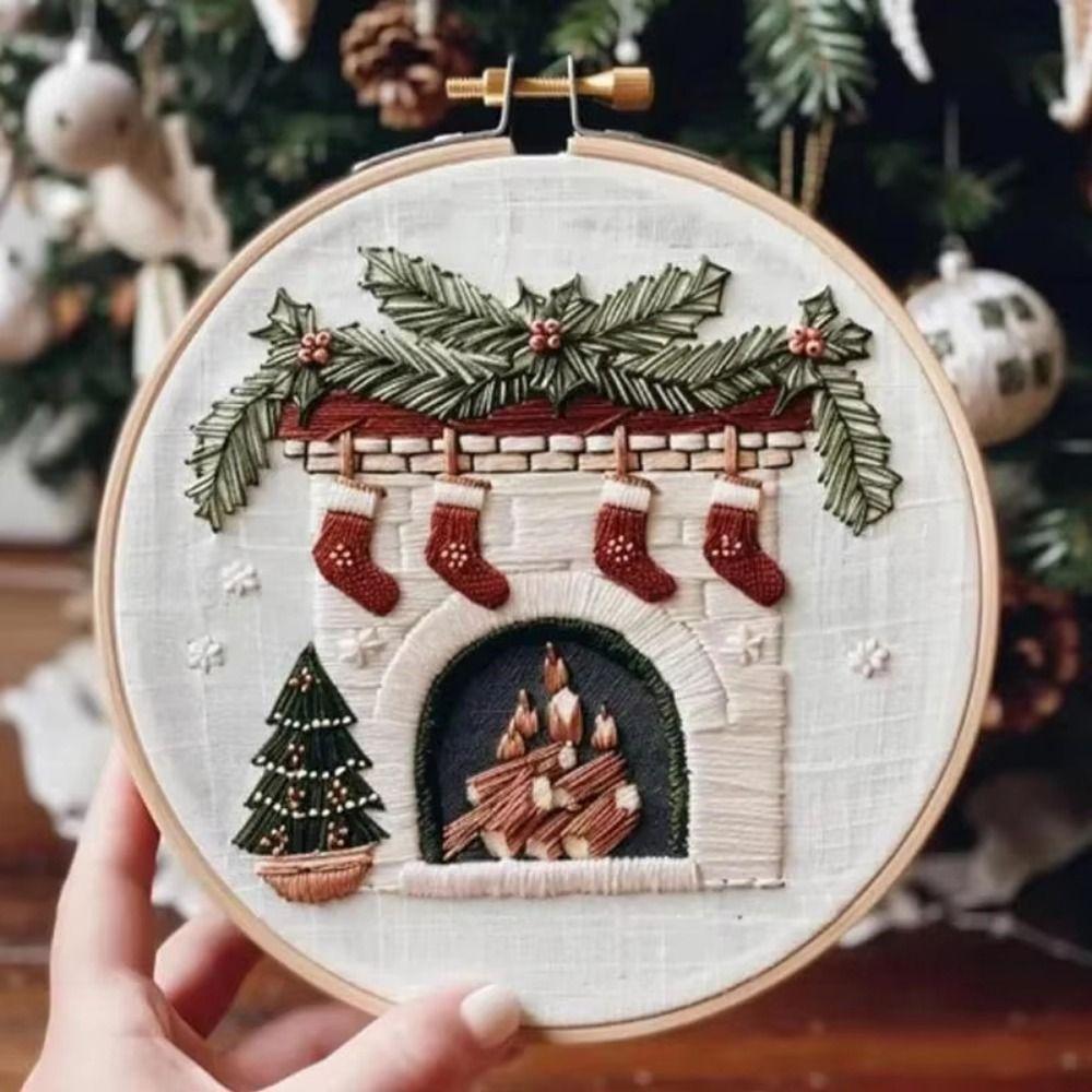 Christmas Patterns Christmas Embroidery Kit Creative Starter Embroidery Kit  Adults
