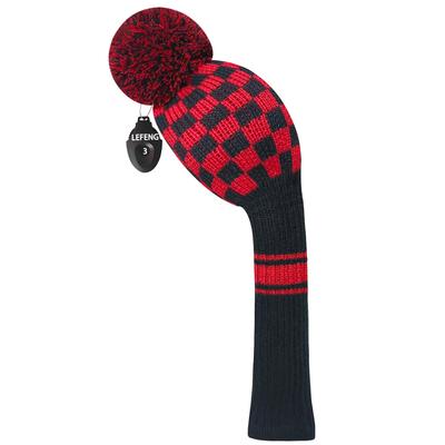 LeFeng Knit Golf Club Headcover with Pom-Pom and Number Tag