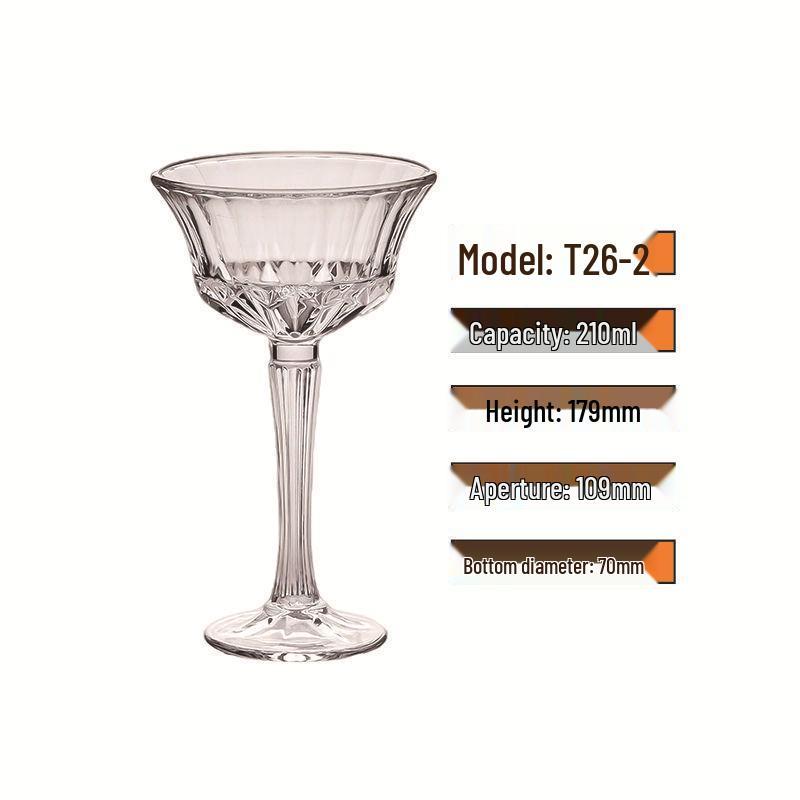 Retro Diamond Pattern Tall Glass for Desserts, Champagne, and Cocktails
