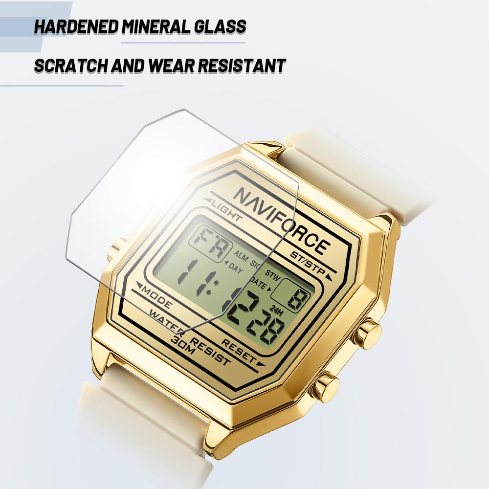 NAVIFORCE Lightweight Digital Watch for Lady Women Silicone Strap Night Pattern Alarm Calendar Chronograph Waterproof Ladies Casual Watch NF5063T