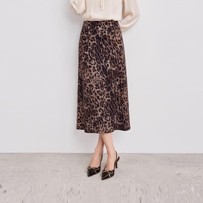 Qiushui Yiren Vintage Leopard Print Mermaid Midi Skirt