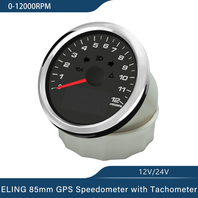 ELING Motorcycle Universal 85mm GPS Speedometer 0-299km/h MPH with 0-12000RPM Tachometer Trip Odometer with Gear Number N 1-6