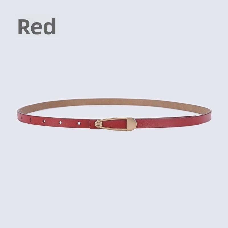 New arrival calfskin belt women's silm pattern thin belt
