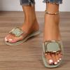 2025 Direct Sales 2025 New Summer Slippers Women's Outer Wear Square Buckle Cool Slippers Beach Shoes Soft Sole One-word Cool Slippers
