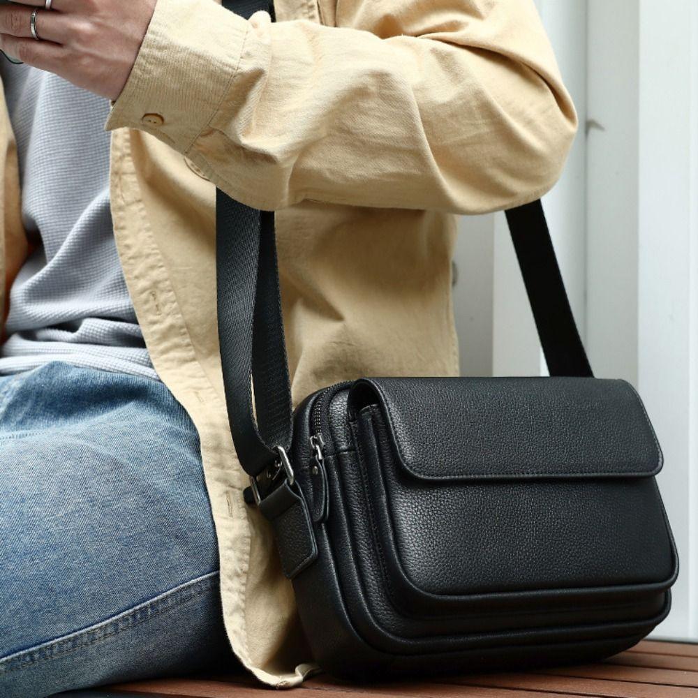 PU Leather Crossbody Bag Men Casual Mobile Phone Bag Fashion Shoulder Bag Men  School