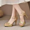 Golden Fashion Luxury New Women's Shoes Buckle Heart New Summer Ladies Waterproof Platform Sandals High Quality Women's Shoes