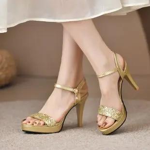 Golden Fashion Luxury New Women's Shoes Buckle Heart New Summer Ladies Waterproof Platform Sandals High Quality Women's Shoes