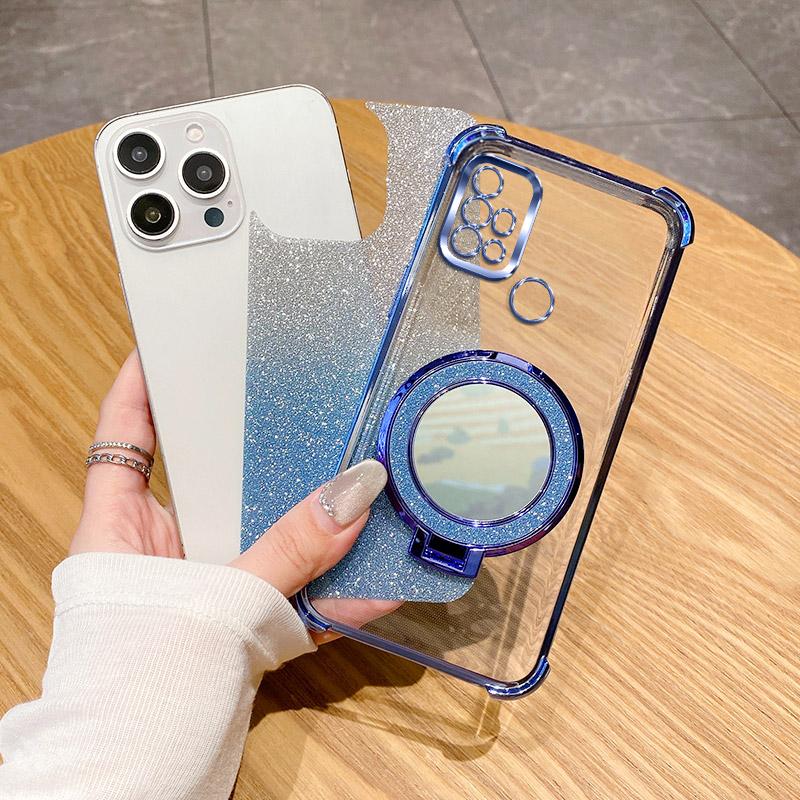 G30 G20 G10 Holder Ring Mirror Phone Case For Motorola Moto G10 G20 G30 G84 G54 G82 5G G52 G71S Soft 6D Plating Shockproof Cover