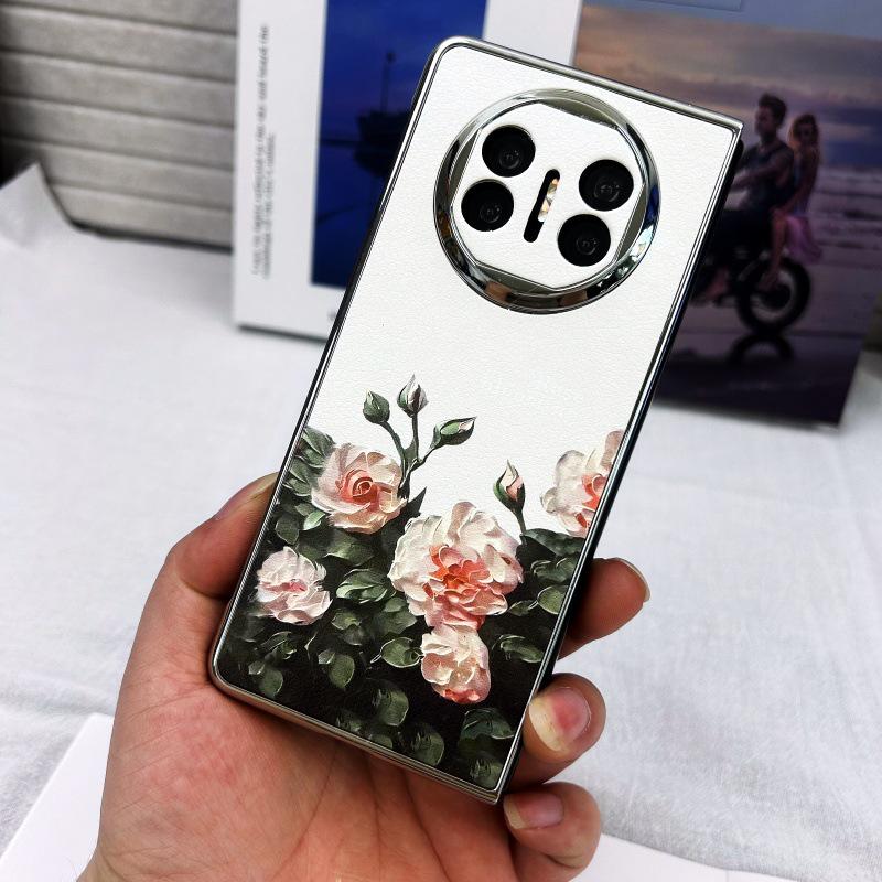 OPPO Find N5 & Huawei Mate X6/X5 Leather Pattern Electroplated Protective Phone Case