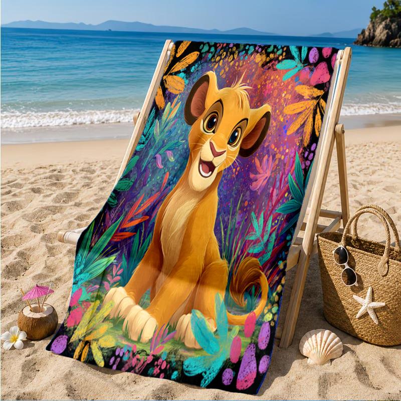 Lion king Artwork Printed Microfiber Beach Towel, Soft And Absorbent, Quick-Dry, Ideal for Summer Travel, Beach Essential, Swimming Pool