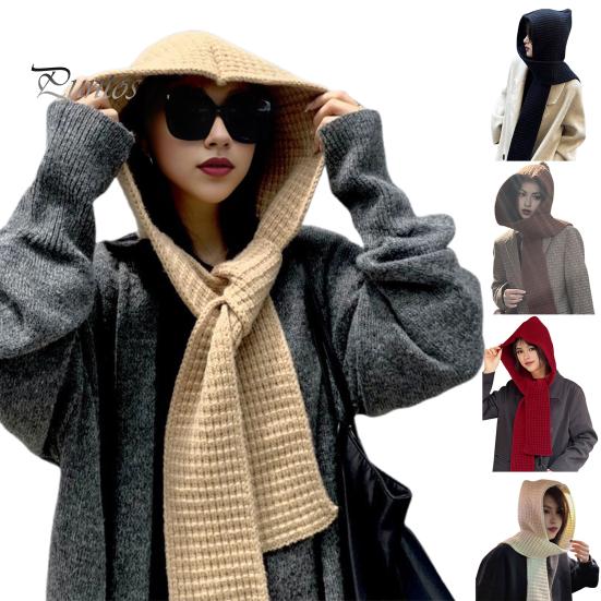 Entegre Atkılı Örgü Şapka Rüzgar Geçirmez Kalın Başlık Sarılı Tasarım Şapka Kulak Koruması Fotoğraf Şapkası Çift Taraflı Atkı Dış Mekan Şapkası