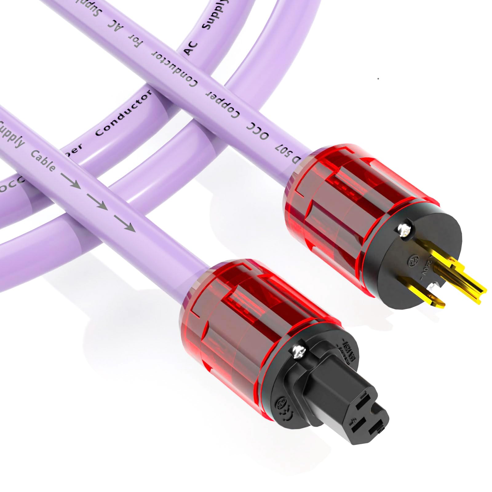 

Preffair Power Audiophile Main Cable with Pure Copper Schuko Plug High-End Cable, (2M) (6.6 feet) фиолетовый