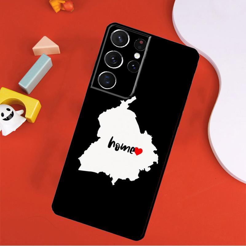 Punjab Map Outline Phone Case For Samsung Galaxy S25 Ultra S24 Ultra S9 S10 S20 S21 S22 S24 Plus S23 FE Cover