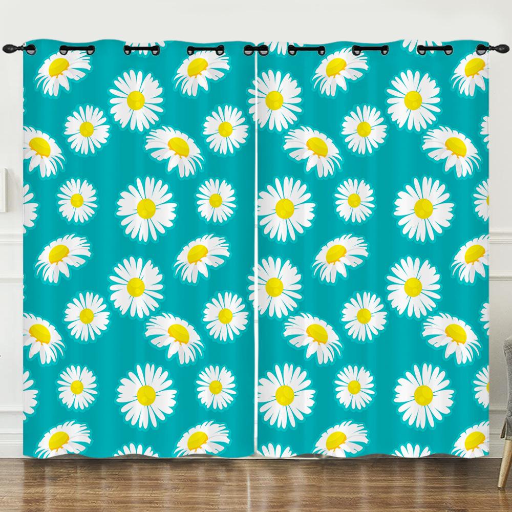 Flower Series Sunflower Digital Printing Curtain Blackout And Punching