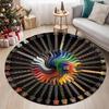 Guitar Theme Music Round Area Rug Vintage Musical Home Decor Carpet Soft Non-slip Floor Protection Mat for Living Room Bedroom