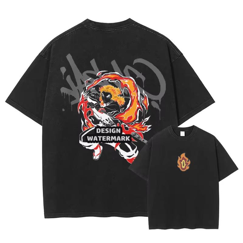 Japanese Anime Demon Slayer Pattern Washed Tshirt for Unisex and Women with Printed Pattern Unisexs Anime Fan Tshirt