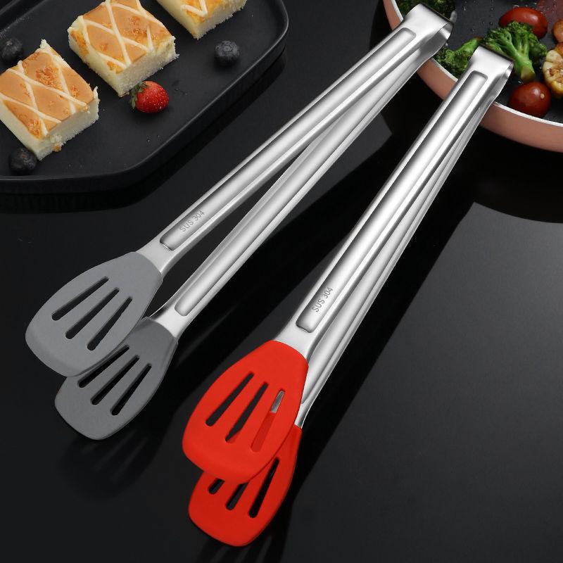 Stainless Steel Bread Tongs No-slip Handle Kitchen Tool for Salad Steak Meat Clip Cooking Accessories