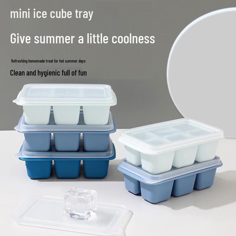 Silicone Ice Ball Molds with Lid, Six-Compartment Soft-Bottom Tray for Home