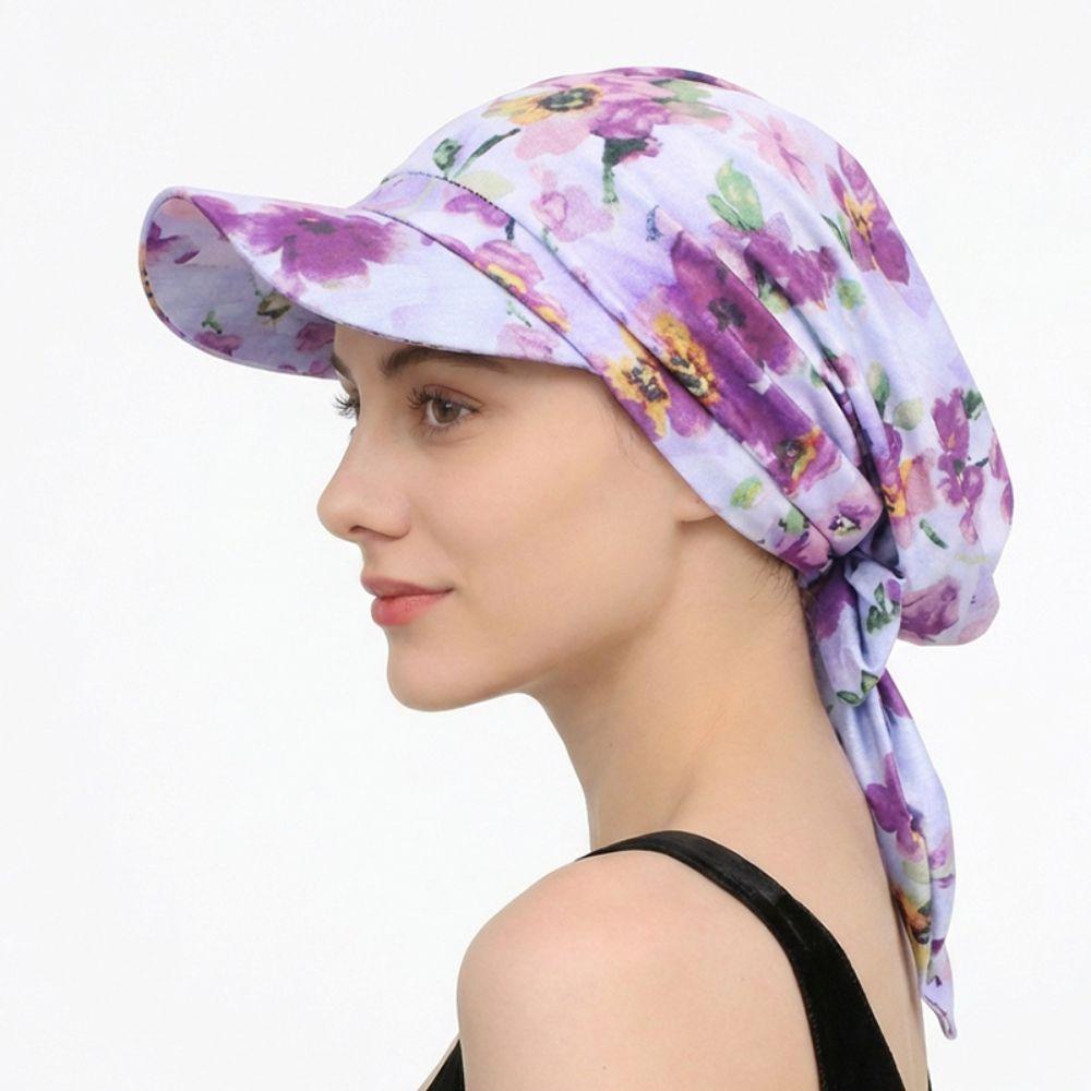 Atmungsaktive Sommer-Kopftuch-Hut Blumenmuster Turbanhut Mit Riemen Baseballkappe Tägliche Outfits