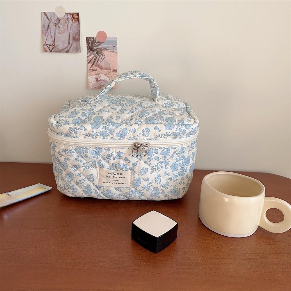 

Свежая и милая косметичка в садовом стиле из хлопка, большая вместительная переносная сумка для хранения, косметичка для женщин