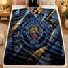 Flannel BlanketManchester City Warm Soft Throw Blanket for Indoor Sofa Bed Living Room Use