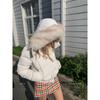 2KWEIRD Winter New Fur Collar Pink Cotton Women Hooded Jacket Harajuku High Street Cold-proof Thick Cotton Jacket
