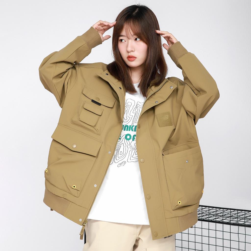 New Balance Multiple Pockets Cargo Windproof Sports Logo Jacket Dark Brown Unisex AMJ13384-OV
