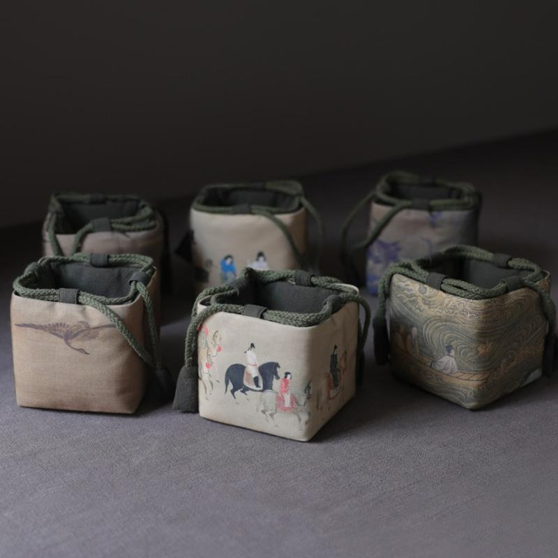 Vintage Portable Storage Bags Teaware Drawstring Bag Multifunctional Outdoor Travel Tea Set Teapot Teacup Cloth Storage Bags New