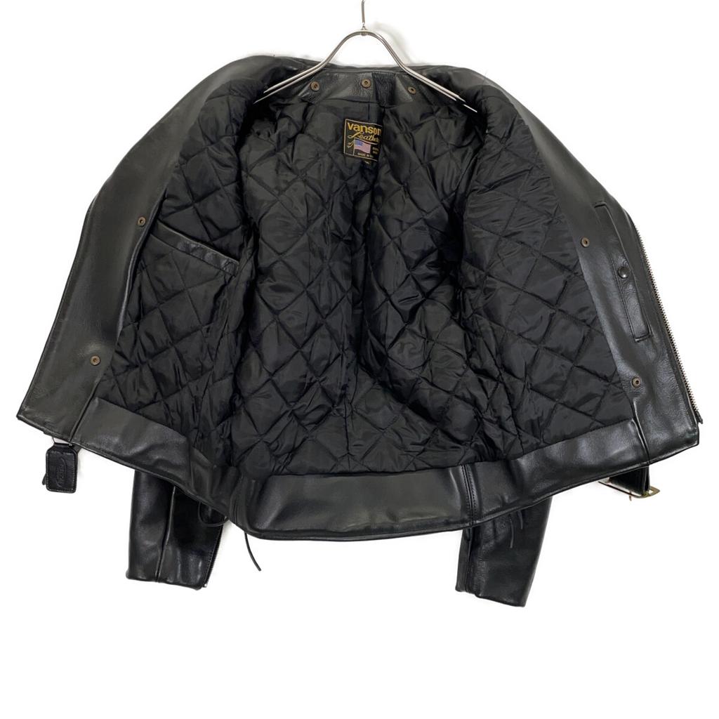 VANSON Typ E Czarna Skóra Krowia Podwójna Kurtka Motocyklowa Kurtka 34 czarnyUżywany