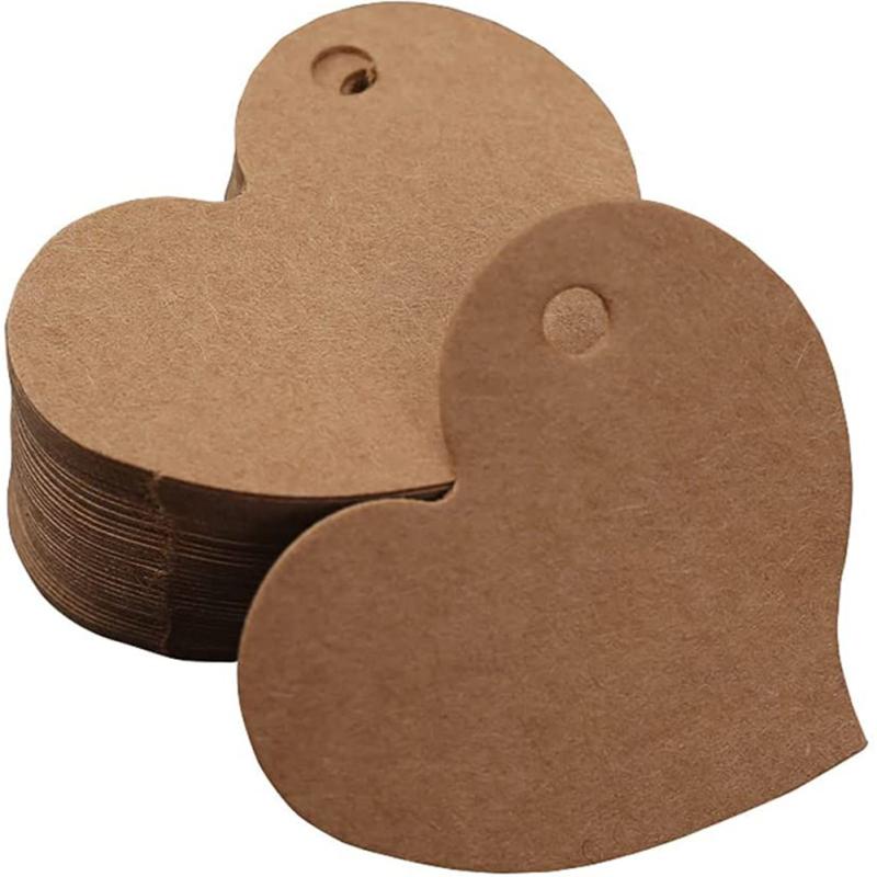 Heiß! 100 Stück Kraftanhänger in Liebesform, universelle, leere Etiketten zum Selbermachen mit 10 m Juteschnur für Hochzeit, Geburtstag