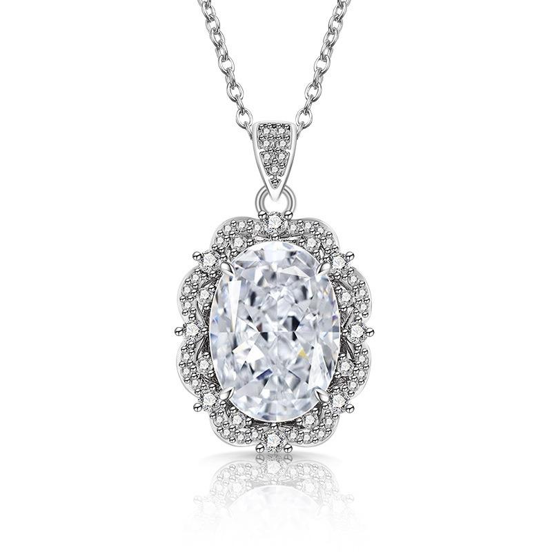 925 Sterling Silver Stylish Exquisite Ice Flower Cut Crystal Zircon Queen Necklace Birthday Party Anniversary Gift белый