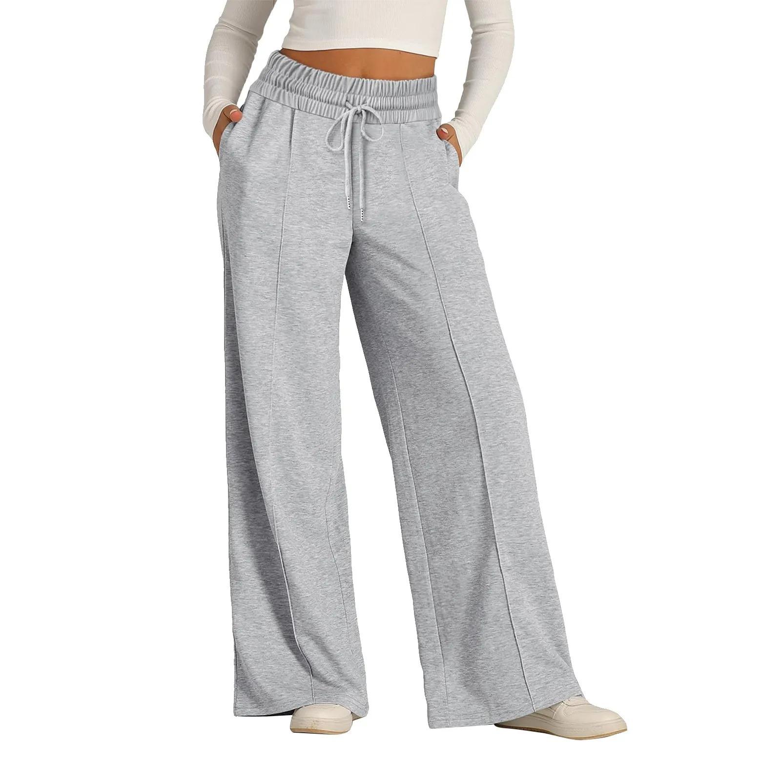 

Women s Spring and Autumn Retro Hip Hop Sweatpants Loose Casual Wide Leg Pants XXS темно-сірий