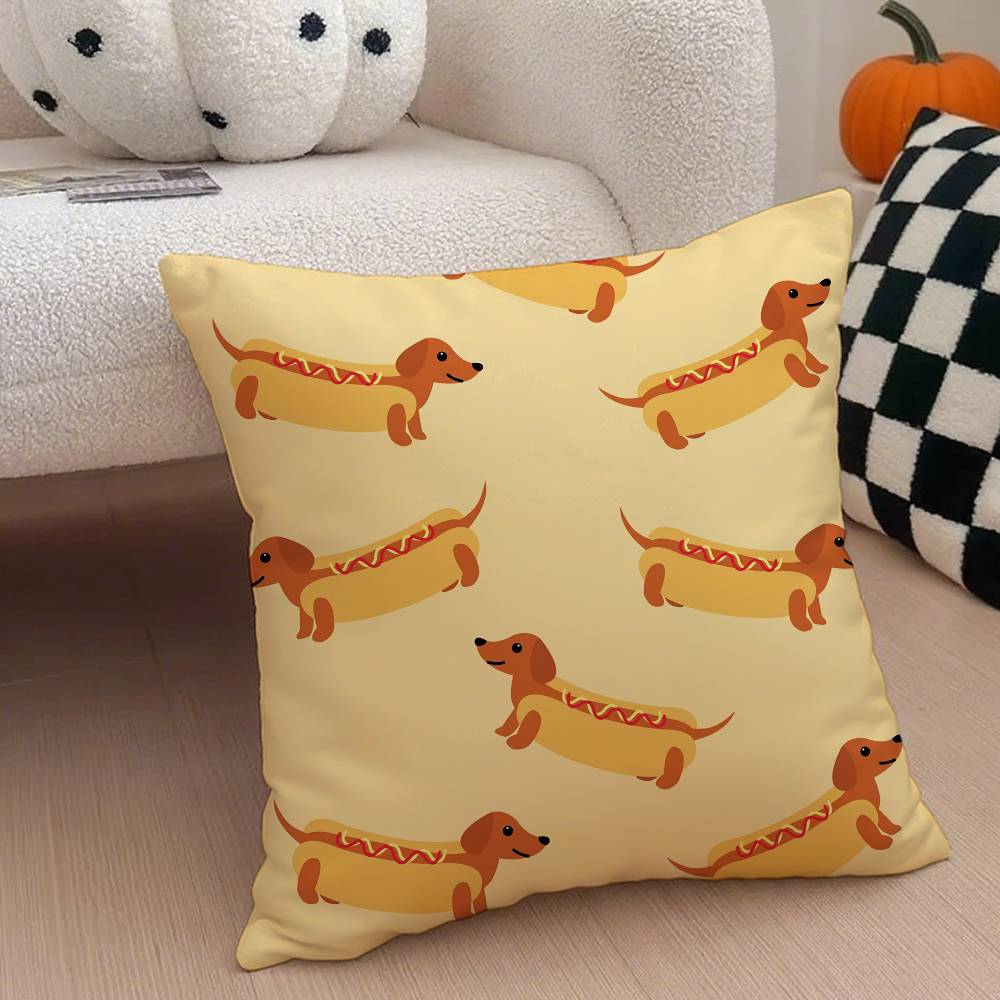 Tax Dachshund söt Kuddfodral Anti-kvalster Kuddfodral Osynlig dragkedja silkeslen kort plysch Soffkuddeöverdrag