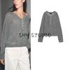 Fall New Women's Clothing French Rib Closing Baker Style off-Neck Long Sleeves Knitwear 2142135