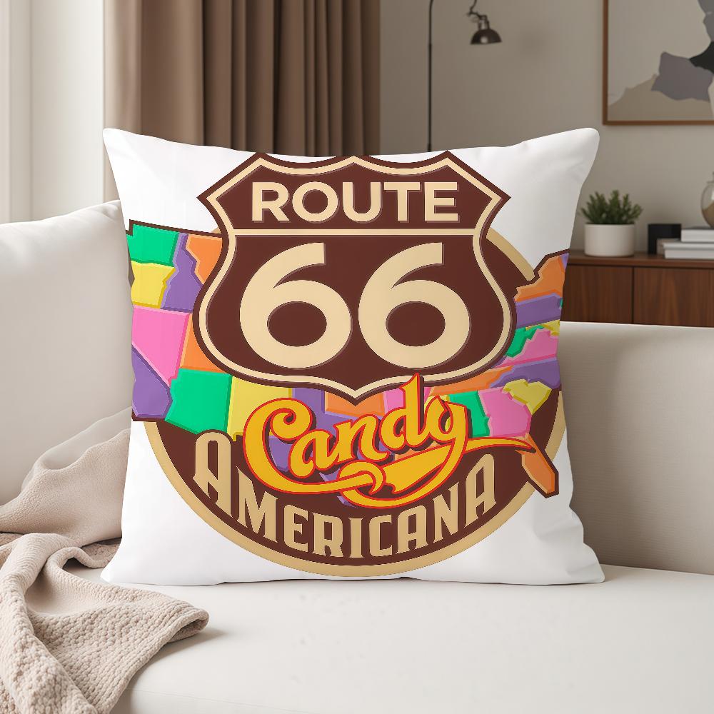 Fashion US Route 66 Pillow Case Suitable For Bedrooms Living Rooms Cars Home Decoration