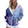 Womens Oversized Hooded Zip-Up Sweatshirt With 3D Printed Winter Casual Loose Fit