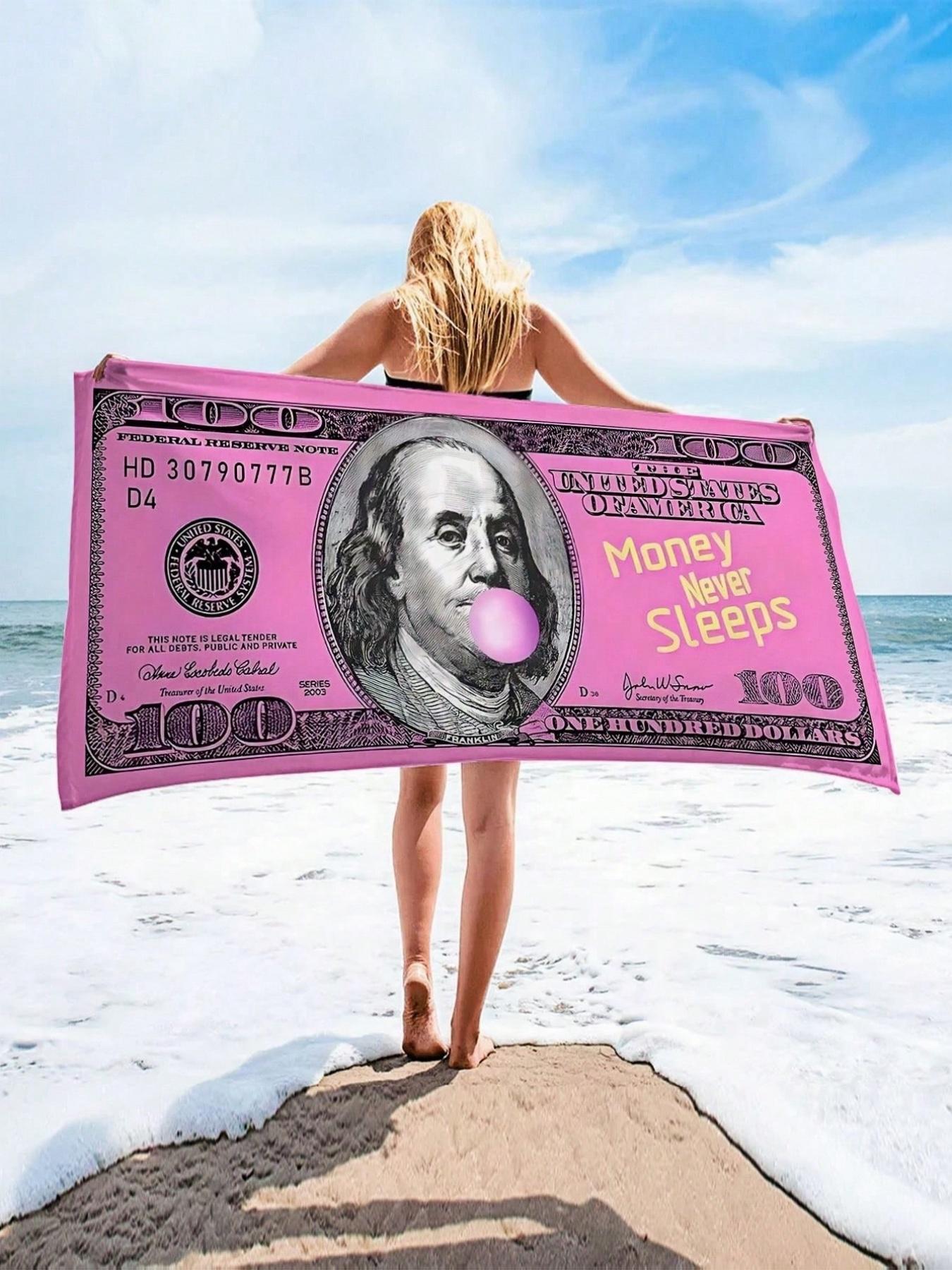 

A soft beach towel printed with a dollar sign, perfect for swimming, camping, and vacations—a beach essential. W40*H60(CM)