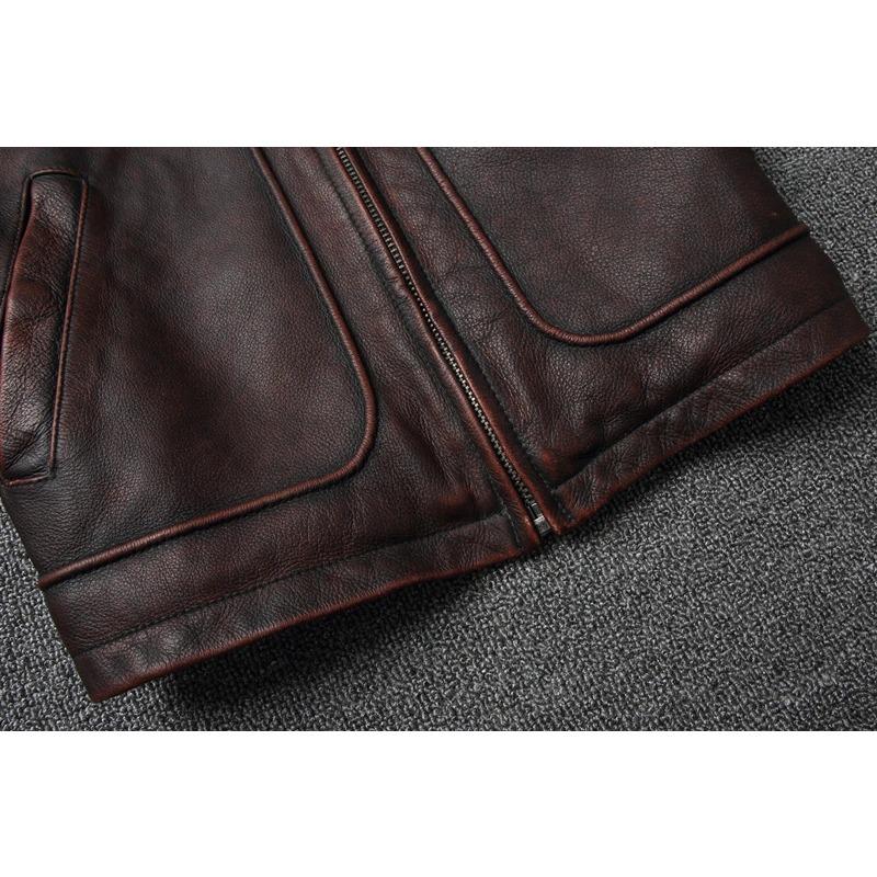 Chinese Size Men Cowhide Coat Vintage Men Leather Jacket Genuine Leather Clothes Men's Winter Jacket Motorcycle Biker Jackets
